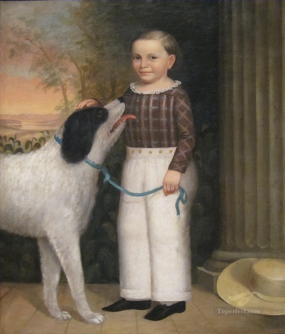 Niño con perro Charles Soule Pintura al óleo